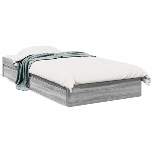 Vidaxl Cadre De Lit Avec Tiroirs Sans Matelas Sonoma Gris 90x200 Cm