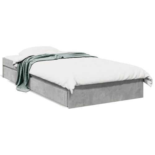 Vidaxl Cadre De Lit Avec Tiroirs Sans Matelas Gris Béton 100x200 Cm