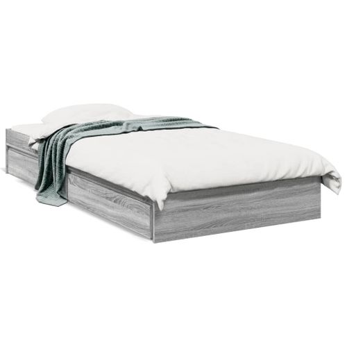Vidaxl Cadre De Lit Avec Tiroirs Sans Matelas Sonoma Gris 100x200 Cm