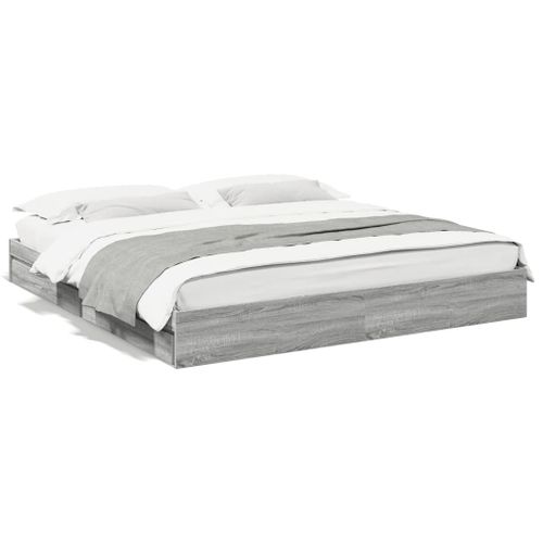 Vidaxl Cadre De Lit Avec Tiroirs Sans Matelas Sonoma Gris 200x200 Cm