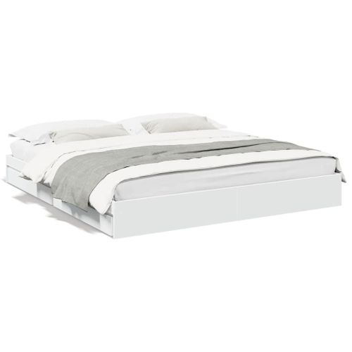 Vidaxl Cadre De Lit Avec Tiroirs Sans Matelas Blanc 200x200 Cm
