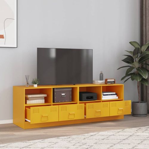 Vidaxl Meubles Tv 2 Pcs Jaune Moutarde 67x39x44 Cm Acier