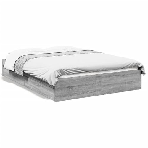 Vidaxl Cadre De Lit Avec Tiroirs Sans Matelas Sonoma Gris 120x190 Cm