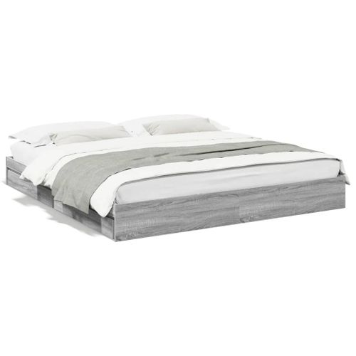 Vidaxl Cadre De Lit Avec Tiroirs Sans Matelas Sonoma Gris 180x200 Cm