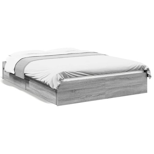 Vidaxl Cadre De Lit Avec Tiroirs Sans Matelas Sonoma Gris 140x200 Cm