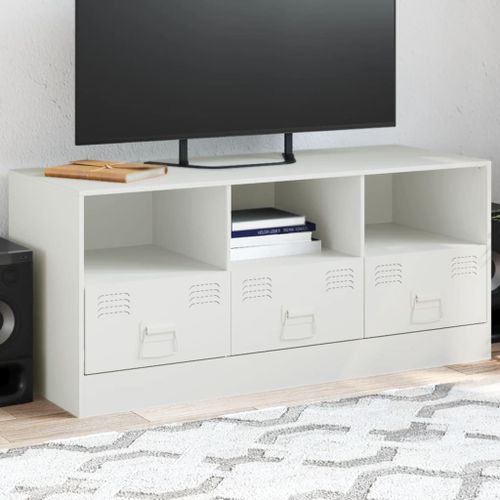 Vidaxl Meuble Tv Blanc 99x39x44 Cm Acier