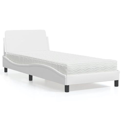 Vidaxl Lit Avec Matelas Blanc 90x190 Cm Similicuir