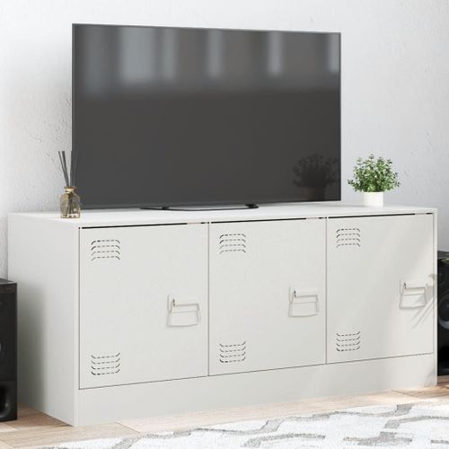 Vidaxl Meuble Tv Blanc 99x39x44 Cm Acier
