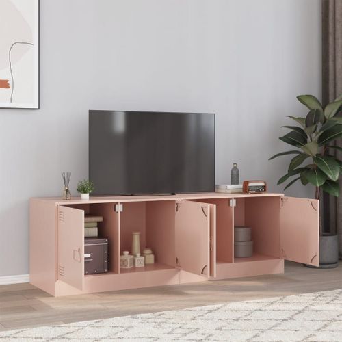Vidaxl Meubles Tv 2 Pcs Rose 67x39x44 Cm Acier