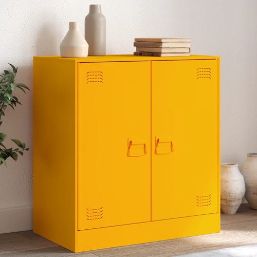 Vidaxl Buffet Jaune Moutarde 67x39x73 Cm Acier