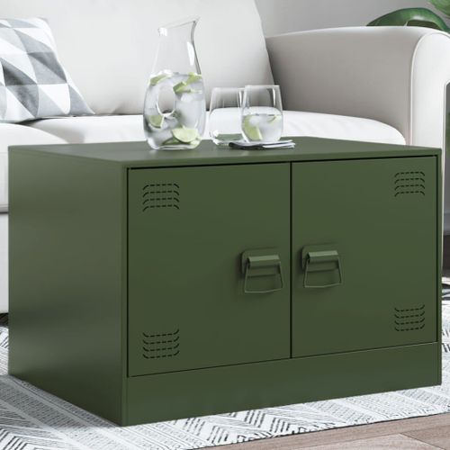 Vidaxl Table Basse Vert Olive 67x50x44 Cm Acier