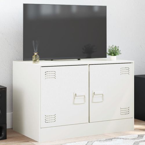 Vidaxl Meuble Tv Blanc 67x39x44 Cm Acier