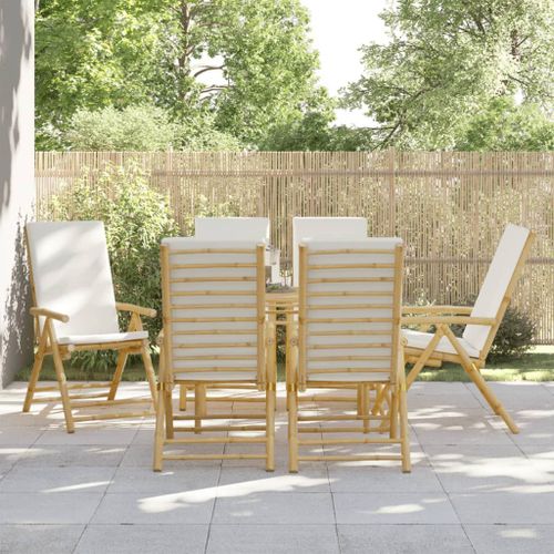 Vidaxl Chaises Inclinables De Jardin Pliantes Lot De 6 Coussins Bambou