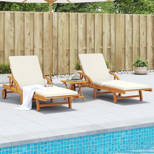 Vidaxl Chaises Longues Lot De 2 Avec Coussins 200x68x83 Cm Bois Acacia