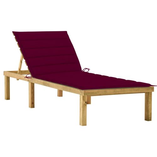 Vidaxl Chaise Longue Avec Coussin Bordeaux Bois De Pin Imprégné