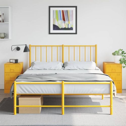Vidaxl Tables De Chevet 2 Pcs Jaune Moutarde 34,5x39x62 Cm Acier