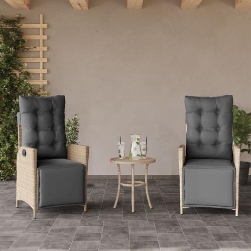 Vidaxl Chaises Inclinables De Jardin Lot De 2 Avec Repose-Pied Rotin