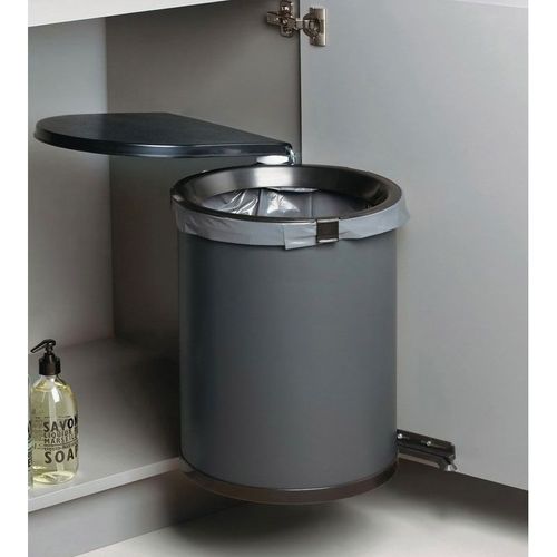 Poubelle de porte pivotante à ouverture automatique - 30 l - Amortisseur : Sans - Contenance : 30 L - Décor : Anthracite / Noir - Diamètre : 320 mm - Fixation : Droite / Gauche - Hauteur : 500 mm -