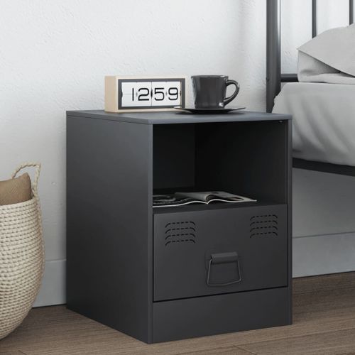 Vidaxl Table De Chevet Anthracite 34,5x39x44 Cm Acier