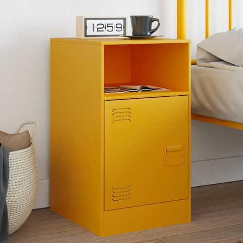 Vidaxl Table De Chevet Jaune Moutarde 34,5x39x62 Cm Acier