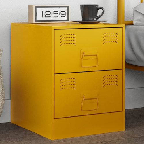 Vidaxl Table De Chevet Jaune 34,5x39x44 Cm Acier