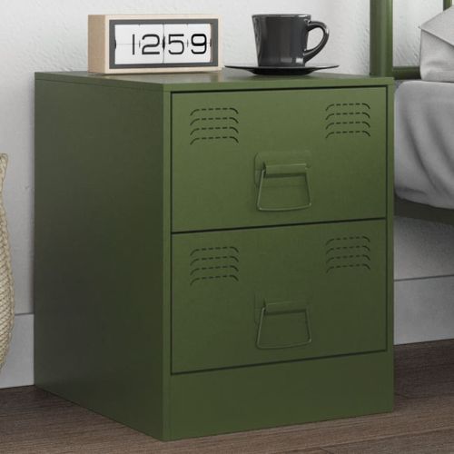 Vidaxl Table De Chevet Vert 34,5x39x44 Cm Acier