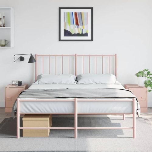 Vidaxl Tables De Chevet 2 Pcs Rose 34,5x39x44 Cm Acier