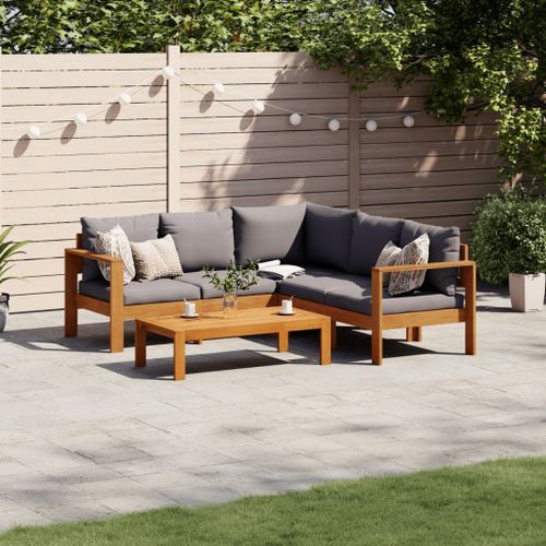 Vidaxl Salon De Jardin Avec Coussins 4 Pcs Bois D'acacia Massif