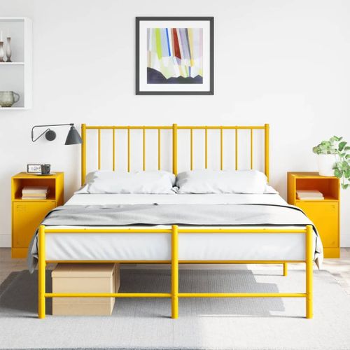 Vidaxl Tables De Chevet 2 Pcs Jaune Moutarde 34,5x39x62 Cm Acier