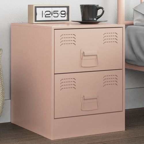 Vidaxl Table De Chevet Rose 34,5x39x44 Cm Acier
