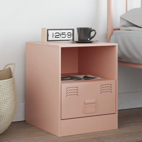 Vidaxl Table De Chevet Rose 34,5x39x44 Cm Acier