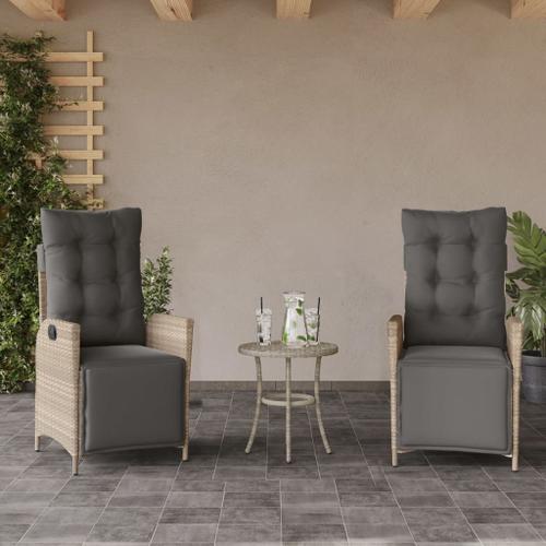 Vidaxl Chaises Inclinables De Jardin Lot De 2 Avec Repose-Pied Rotin