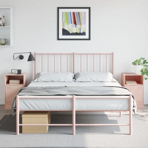 Vidaxl Tables De Chevet 2 Pcs Rose 34,5x39x62 Cm Acier
