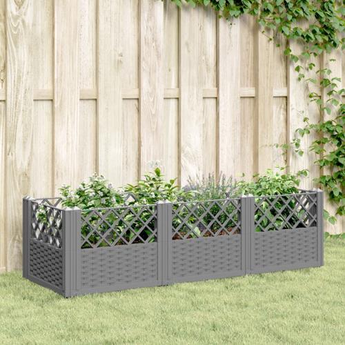 Vidaxl Jardinière Avec Piquets Gris Clair 123,5x43,5x43,5 Cm Pp