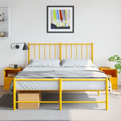 Vidaxl Tables De Chevet 2 Pcs Jaune Moutarde 34,5x39x44 Cm Acier