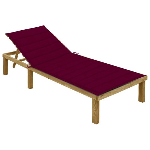 Vidaxl Chaise Longue Avec Coussin Bordeaux Bois De Pin Imprégné