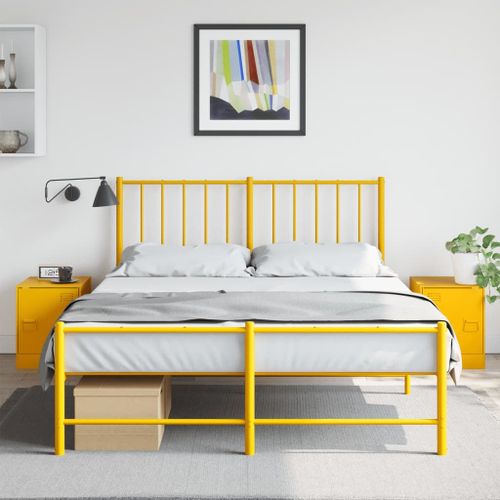 Vidaxl Tables De Chevet 2 Pcs Jaune Moutarde 34,5x39x44 Cm Acier