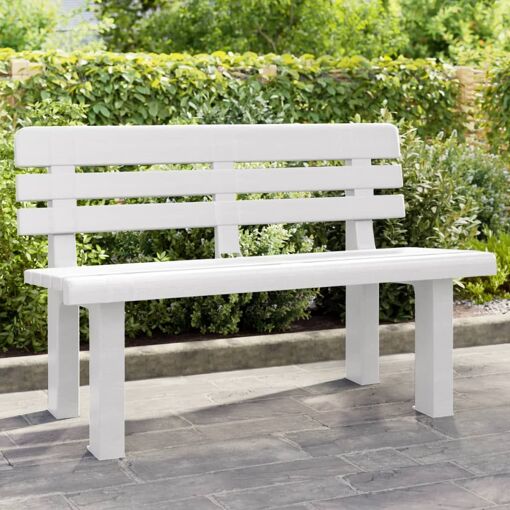 Vidaxl Banc De Jardin Blanc 110x52x71 Cm Polypropylène
