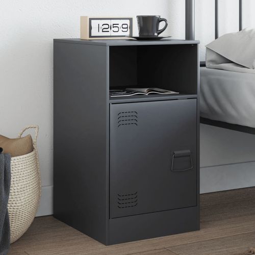 Vidaxl Table De Chevet Anthracite 34,5x39x62 Cm Acier