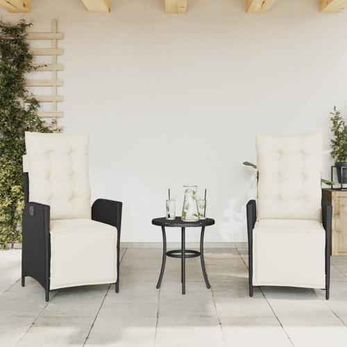 Vidaxl Chaises Inclinables De Jardin Lot De 2 Repose-Pied Noir Rotin