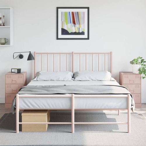 Vidaxl Tables De Chevet 2 Pcs Rose 34,5x39x62 Cm Acier