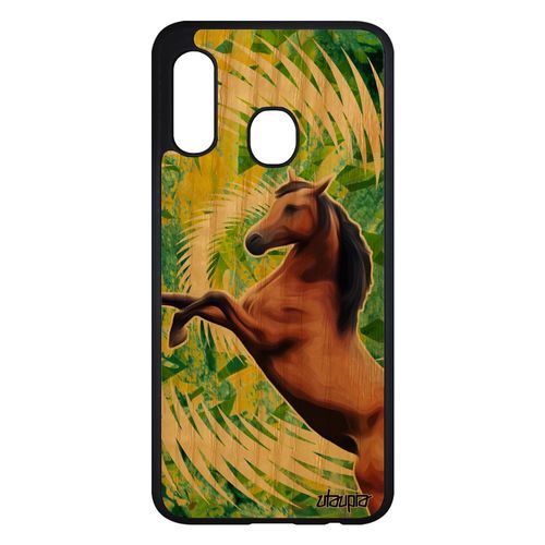 Coque Samsung Galaxy A20e En Bois Silicone Cheval Vert Poney Poulain Equitation Animaux Original Nature Telephone Case Animal Design