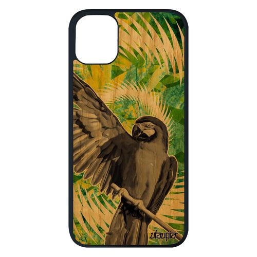 Coque Silicone Perroquet Iphone 11 Pro Max Bois Tpu Nature Fleurs Animal Design Case Personnalisé Tropical Vert Made In France