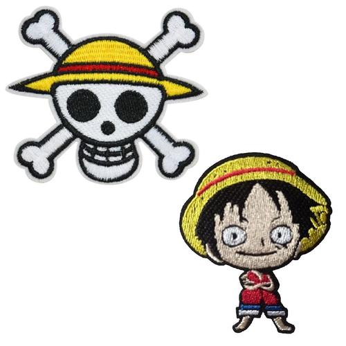 Lot De 2 Patchs Écussons Thermocollants - Manga One Piece Luffy Anime (Réf 1)