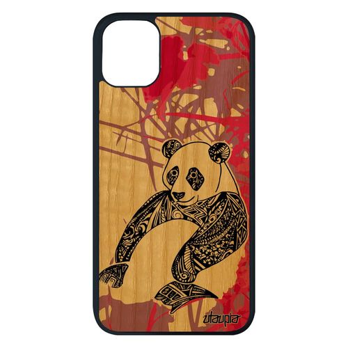 Coque En Bois De Protection Iphone 11 Pro Max Silicone Panda Garcon Nature Telephone Bebe Bamboo Unique Tribal Rose Antichoc
