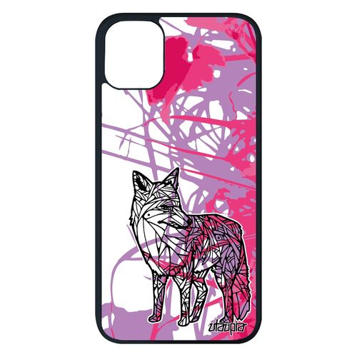 Coque Silicone Iphone 11 Pro Max Renard Animal Cover Garcon Futé Fleur Rose Azteque De Protection Ethnique Tribal Feuilles Tpu