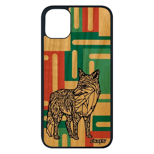 Coque Bois Iphone 11 Pro Max Silicone Renard Geometrique 128 Go Dessin Vert Animaux Ethnique Azteque Carré 4g Telephone Femme