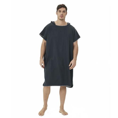 Poncho De Bain Hommes Femmes Microfibre - Aqsacokiya - Surf Poncho Séchage Rapide & Léger Serviette De Plage Avec Capuche - Noir