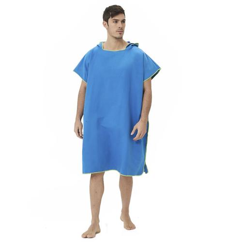 Poncho De Bain Hommes Femmes Microfibre - Aqsacokiya - Surf Poncho Séchage Rapide & Léger Serviette De Plage Avec Capuche - Bleu