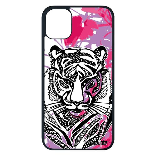 Coque Tigre Pour Iphone 11 Pro Max Silicone Etui Jungle Animal Bengal Rose Dessin Antichoc Fille Fleur Predateur Azteque Fauve